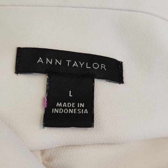 Ann Taylor White Collared V NECK Sleeveless Tunic Blouse Size Large - Picture 7 of 9